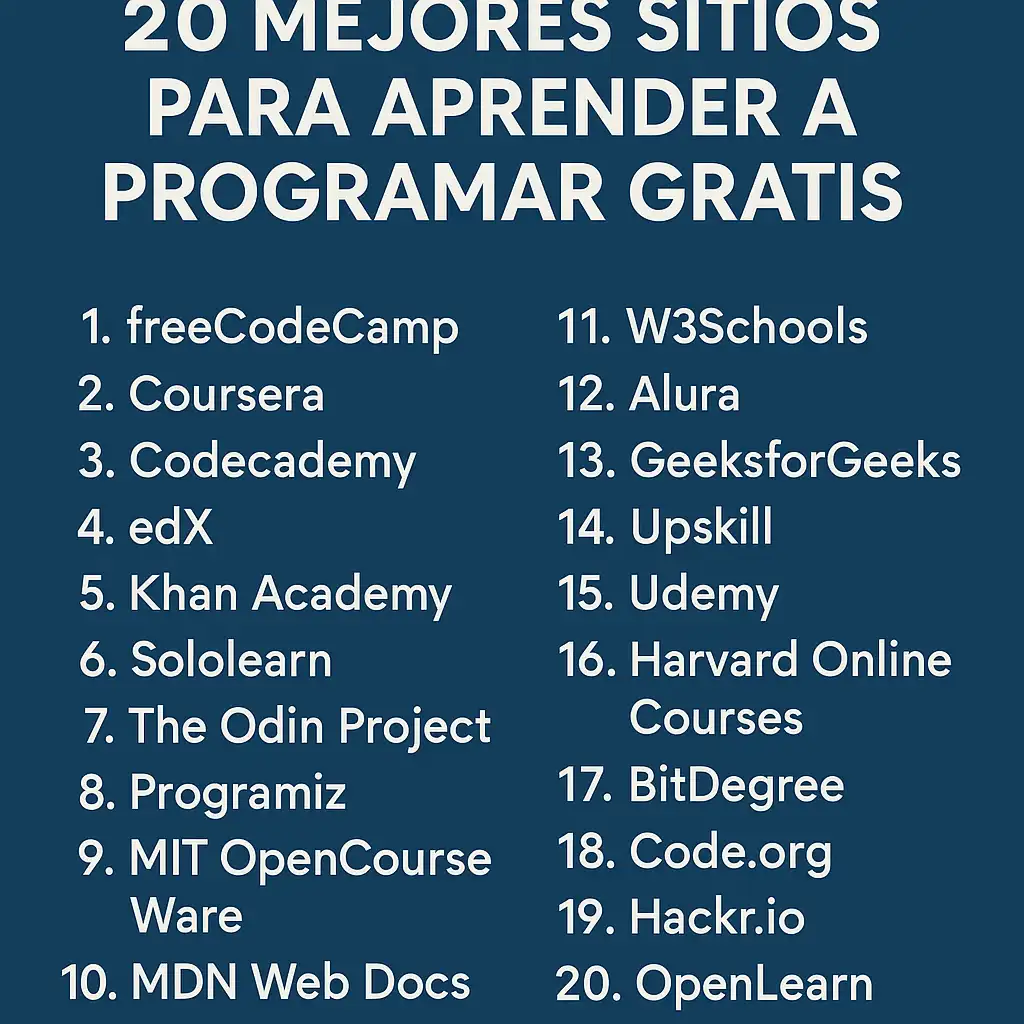 20 mejores sitios para aprender a programar gratis 20 mejores sitios para aprender a programar gratis