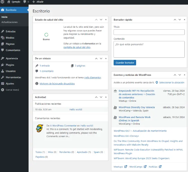 wordpress admin