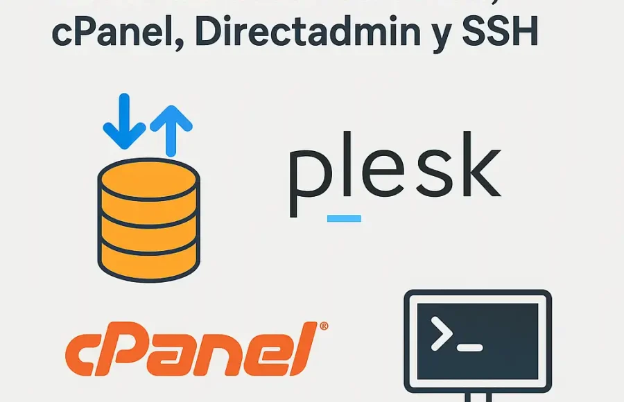 Cómo importar y exportar bases de datos en Plesk, cPanel, Directadmin y SSH