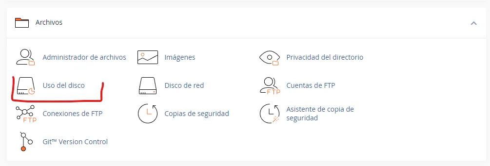 cpanel uso de disco revisar espacio en disco cpanel