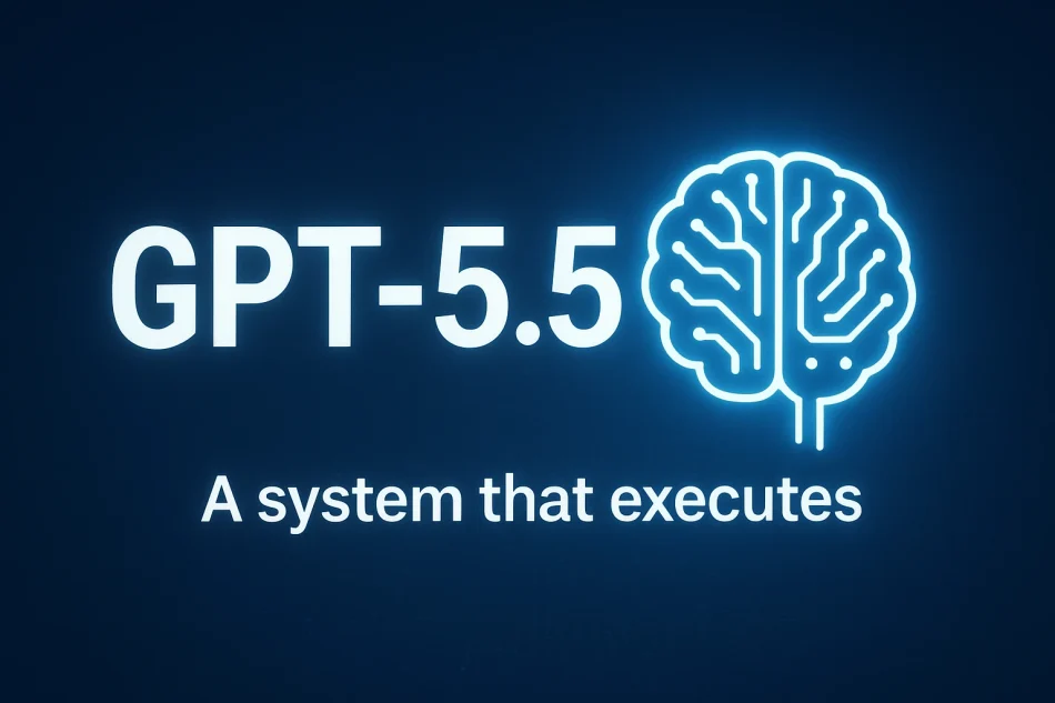 crea una imagen para un articulo sobre gpt 5 5 te scaled Crea una imagen para un articulo sobre GPT-5.5. Te explico el contexto: Durante años, cada nueva versión de inteligencia artificial llegaba con la misma promesa: más potencia, más precisión, más velocidad, mejores respuestas. Y, en general, era verdad. Los modelos mejoraban. Contestaban mejor. Razonaban con más soltura. Fallaban menos. Pero con GPT-5.5 el cambio interesante no está solo en que responda mejor. Está en algo más profundo: empieza a sentirse menos como una herramienta que contesta y más como un sistema que ejecuta. OpenAI lo presenta como un modelo orientado al “trabajo real”: programación, investigación, análisis de datos, creación de documentos, hojas de cálculo, uso de herramientas y tareas largas donde no basta con responder una pregunta aislada. La propia compañía afirma que GPT-5.5 entiende antes lo que el usuario intenta conseguir y puede encargarse de más parte del trabajo por sí mismo.
