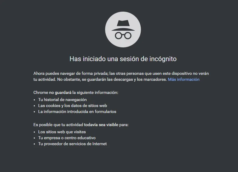 navegador incognito