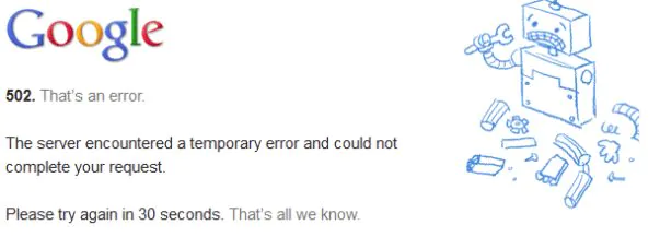 error 502 bad gateway