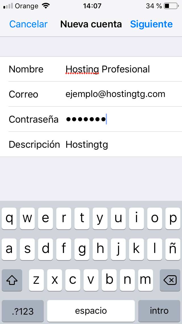 configurar correo iphone
