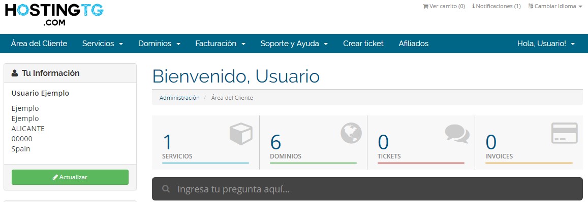 area de cliente hostingtg