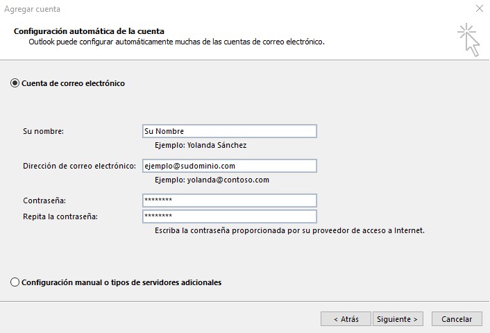 Configurar cuenta outlook