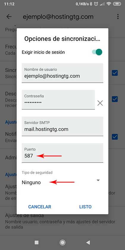 email puerto salida email puerto salida
