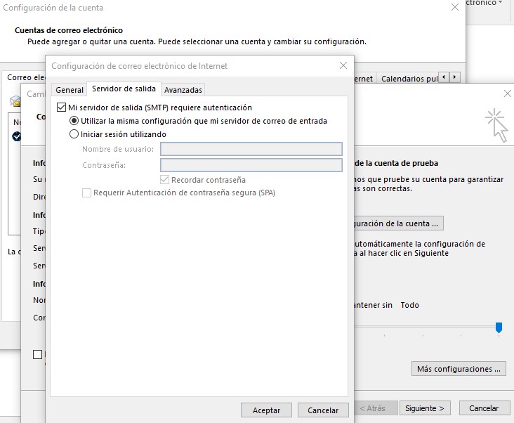 mas configuraciones outlook